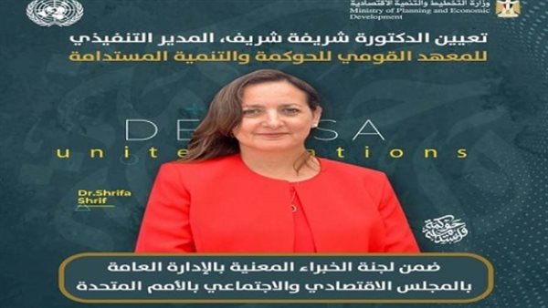 اختيار الدكتورة شريفة شريف ضمن لجنة الخبراء بالمجلس الاقتصادي للأمم المتحدة