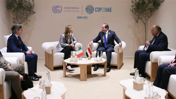 السيسي يلتقي رئيسة وزراء إيطاليا على هامش أعمال قمة المناخ COP28